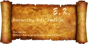 Bereczky Kálmán névjegykártya